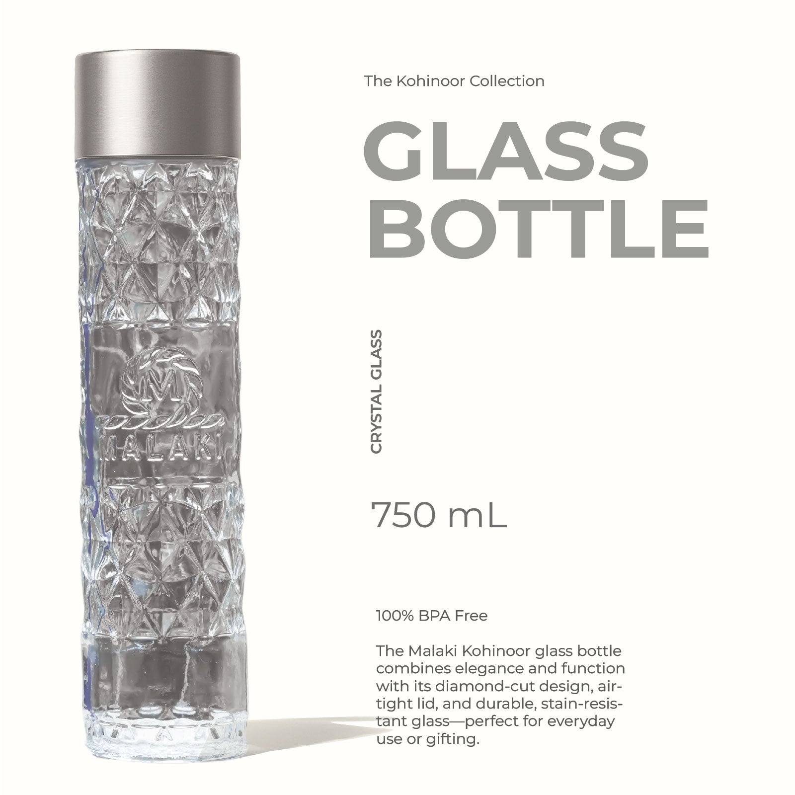 Malaki Kohinoor Glass Bottle – 750 ml