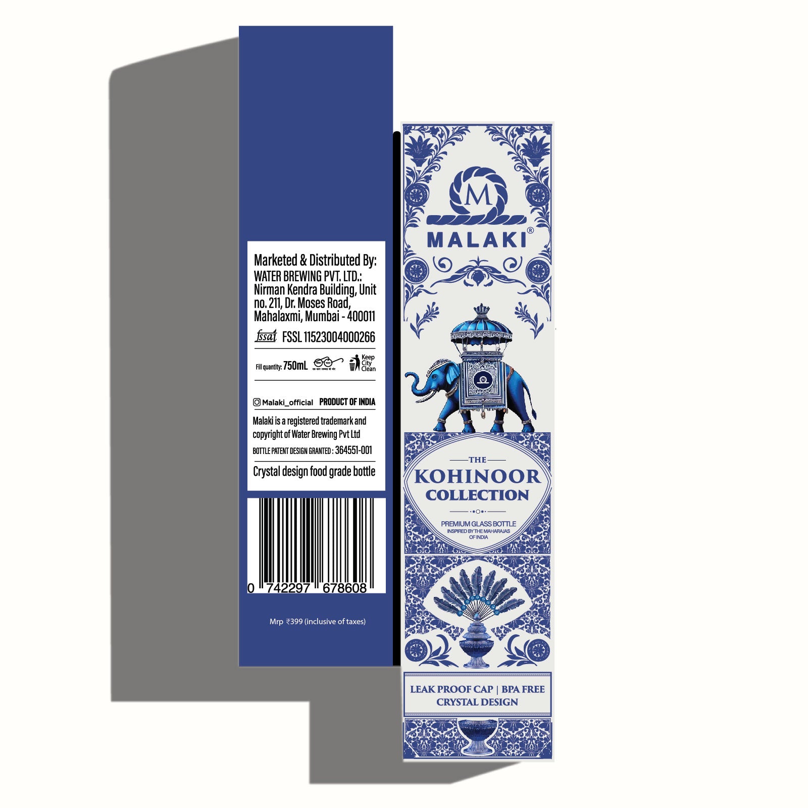 Malaki Kohinoor Glass Bottle – 750 ml