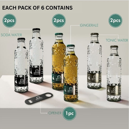 Malaki Crystal Mixers – Assorted Pack of 6 (Includes Opener)